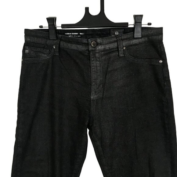 ADRIANO Goldschmied The Farrah High-rise Skinny Black Jeans With Shimmer Size 30 - Picture 4 of 9